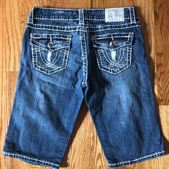 🔴 CLEARANCE 🩳 LA IDOL RIPPED DESTROYED DISTRESSED LONG JEAN BERMUDA SHORTS Sz 3 - Picture 2 of 10